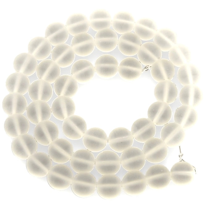 Glaskraal rond frosted transparant 4mm - per streng (±95 stuks)-Kralen-Kraaltjes van Renate