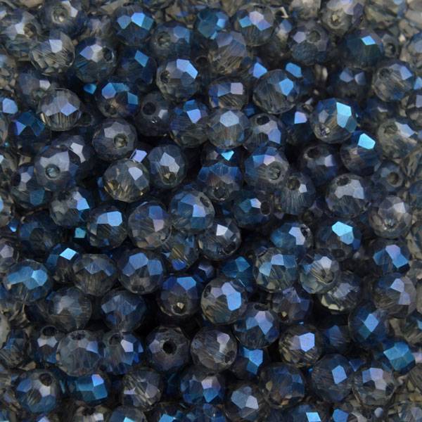 Glaskraal rondel grijs blauw shine 4x3mm - 90 stuks-Kraaltjes van Renate