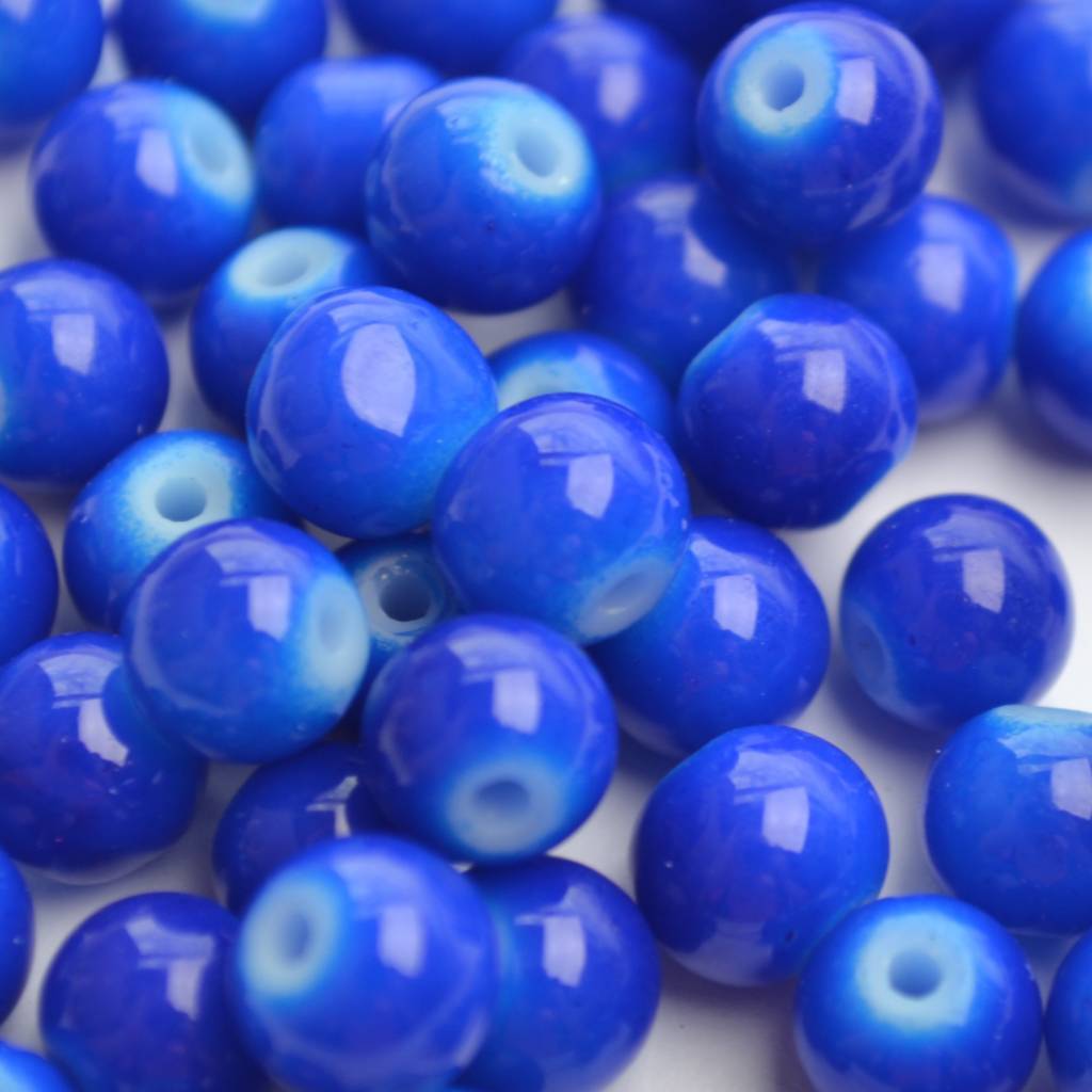 Glaskraal shine Hollands blauw 6mm - 50 stuks-Kraaltjes van Renate