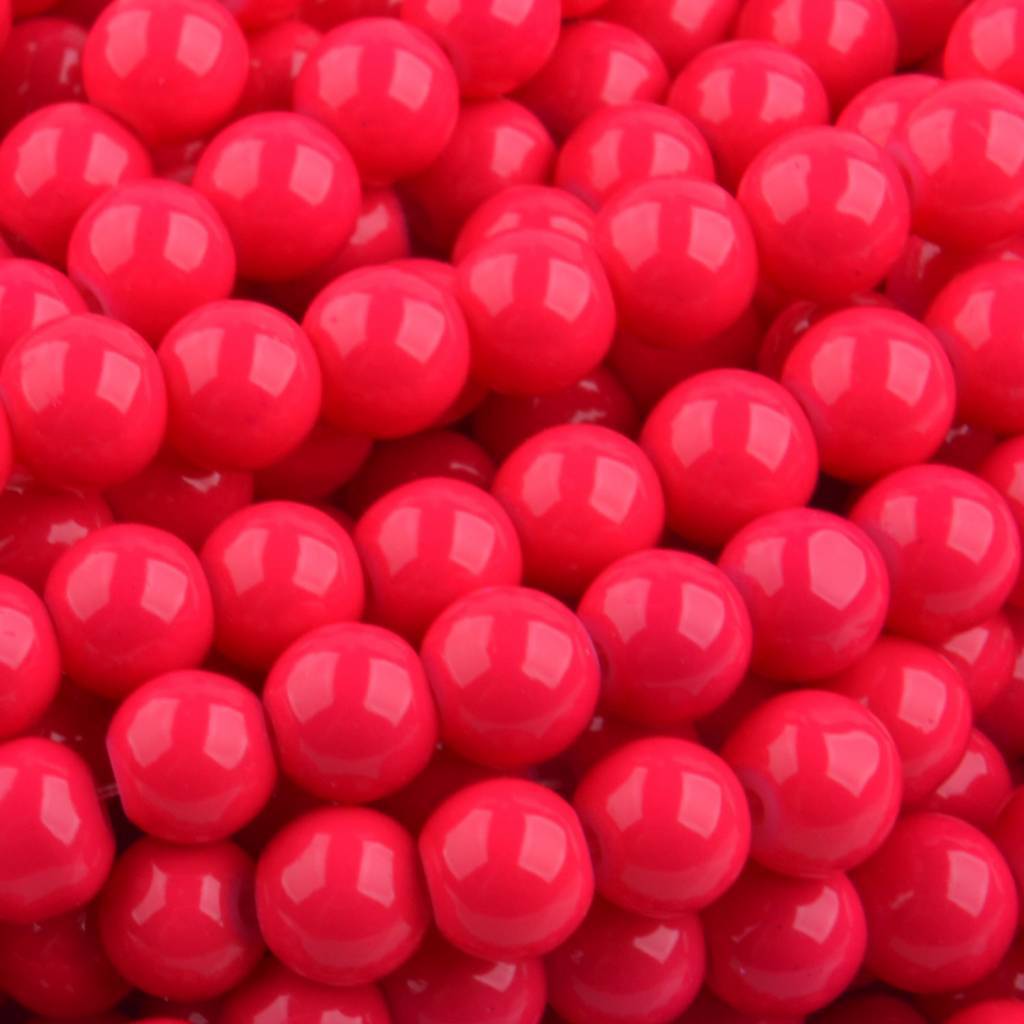 Glaskraal shine Roze rood 6mm - 50 stuks-Kraaltjes van Renate