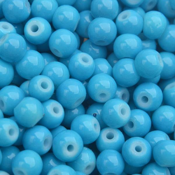 Glaskraal shine blauw 6mm - 50 stuks-Kraaltjes van Renate