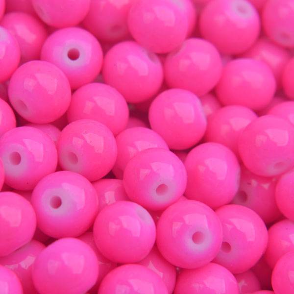 Glaskraal shine bright pink 6mm - 50 stuks-Kraaltjes van Renate