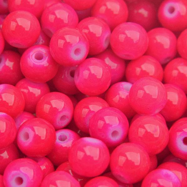 Glaskraal shine hot pink 6mm - 50 stuks-Kraaltjes van Renate
