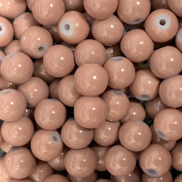 Glaskraal shine nude brown pink 6mm - 50 stuks-Kraaltjes van Renate