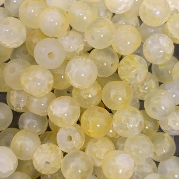 Glaskraal yellow crackle 6mm - 50 stuks-Kraaltjes van Renate