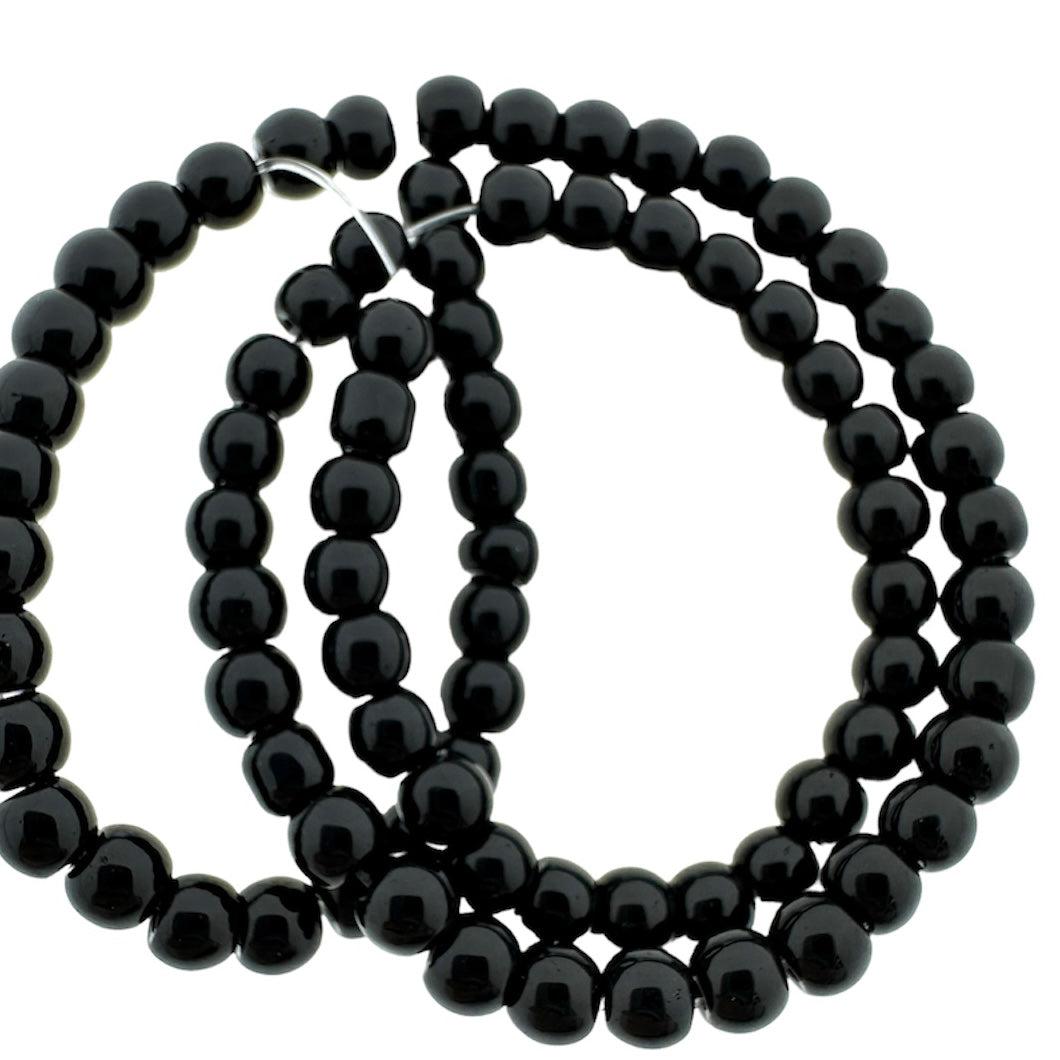 Glaskraal zwart 4mm - 80 stuks-Kralen-Kraaltjes van Renate