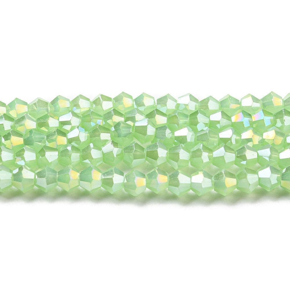 Glaskralen Bicone AB Gecoat Groen 3mm - ±135 stuks-Kralen-Kraaltjes van Renate