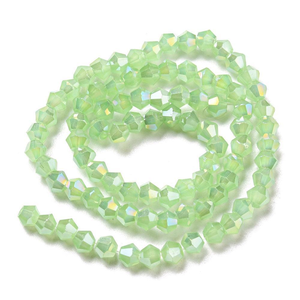 Glaskralen Bicone AB Gecoat Groen 3mm - ±135 stuks-Kralen-Kraaltjes van Renate