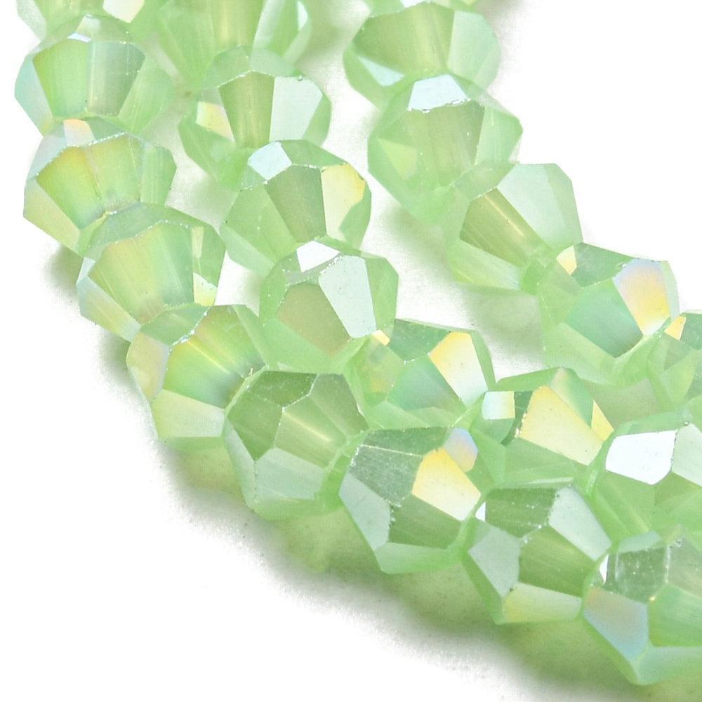 Glaskralen Bicone AB Gecoat Groen 3mm - ±135 stuks-Kralen-Kraaltjes van Renate