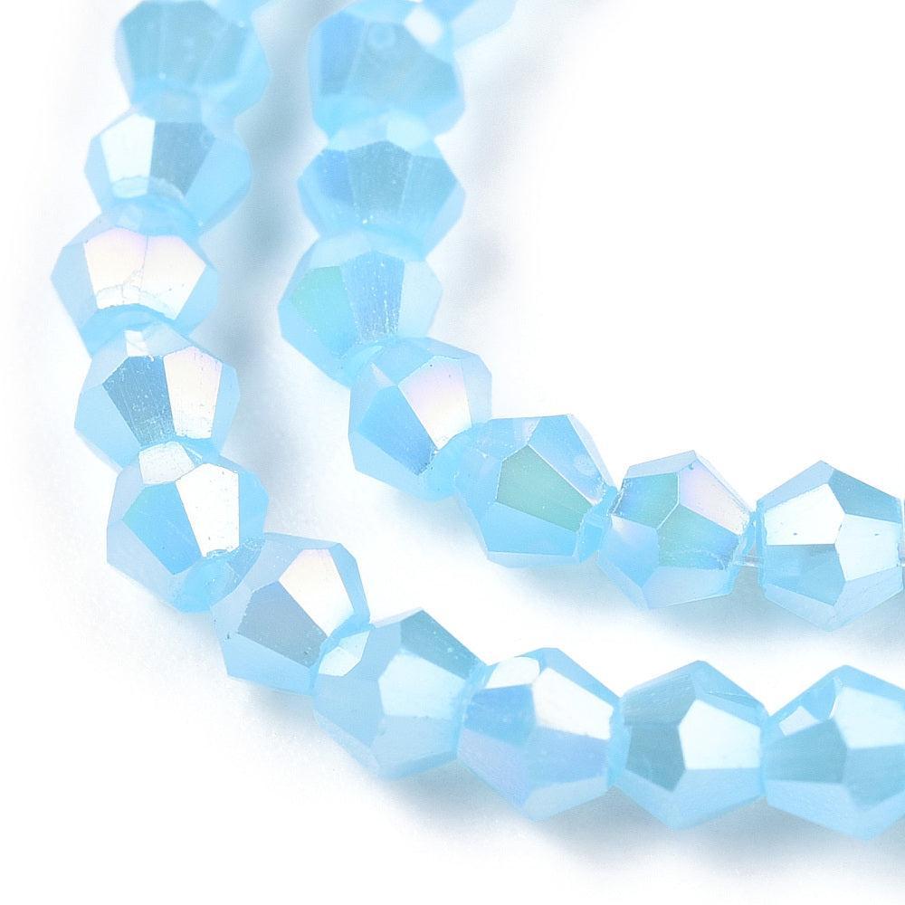 Glaskralen Bicone AB Gecoat Lichtblauw 3mm - ±68 stuks-Kralen-Kraaltjes van Renate