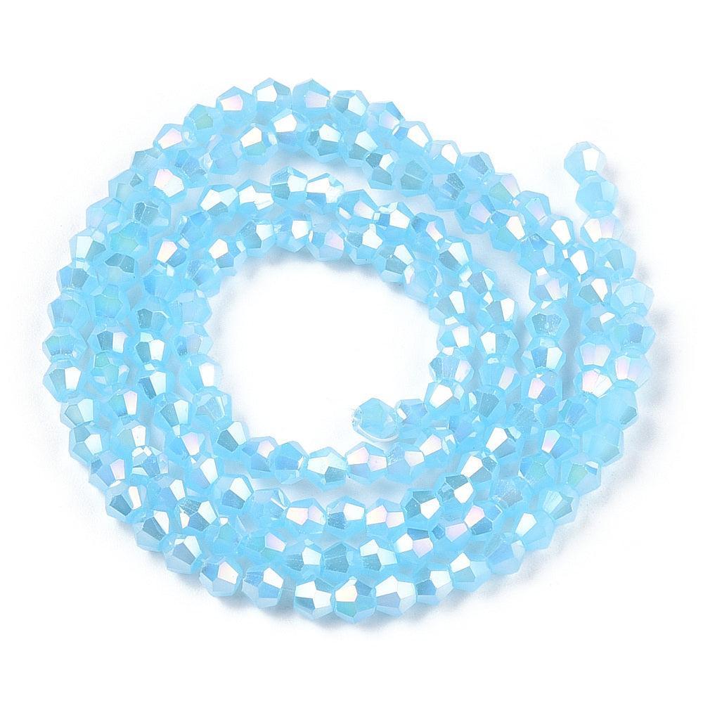 Glaskralen Bicone AB Gecoat Lichtblauw 3mm - ±68 stuks-Kralen-Kraaltjes van Renate
