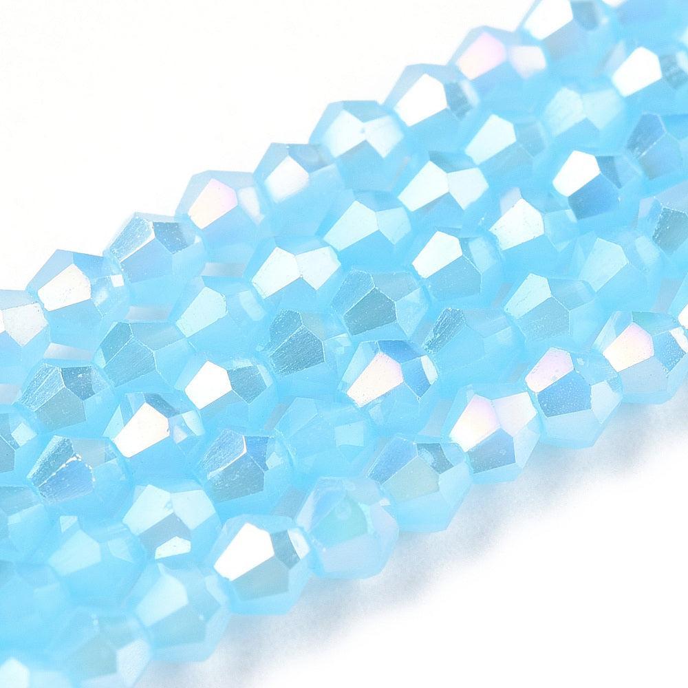 Glaskralen Bicone AB Gecoat Lichtblauw 3mm - ±68 stuks-Kralen-Kraaltjes van Renate