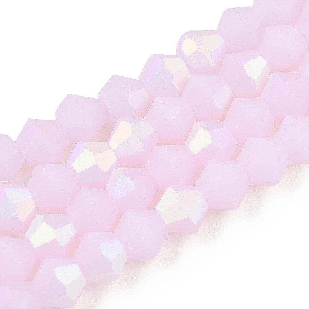 Glaskralen Bicone AB Gecoat Roze 3mm - ±135 stuks-Kralen-Kraaltjes van Renate
