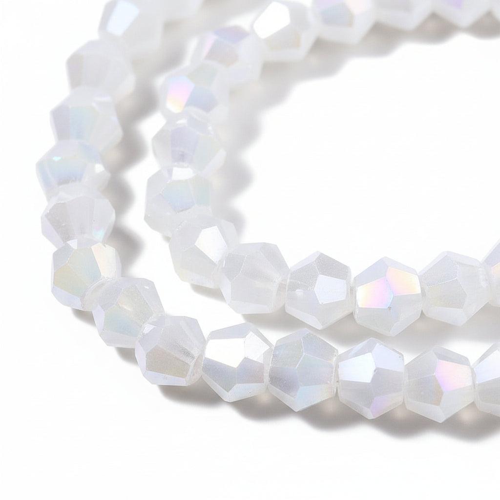 Glaskralen Bicone AB Gecoat Wit 3mm - ±68 stuks-Kralen-Kraaltjes van Renate