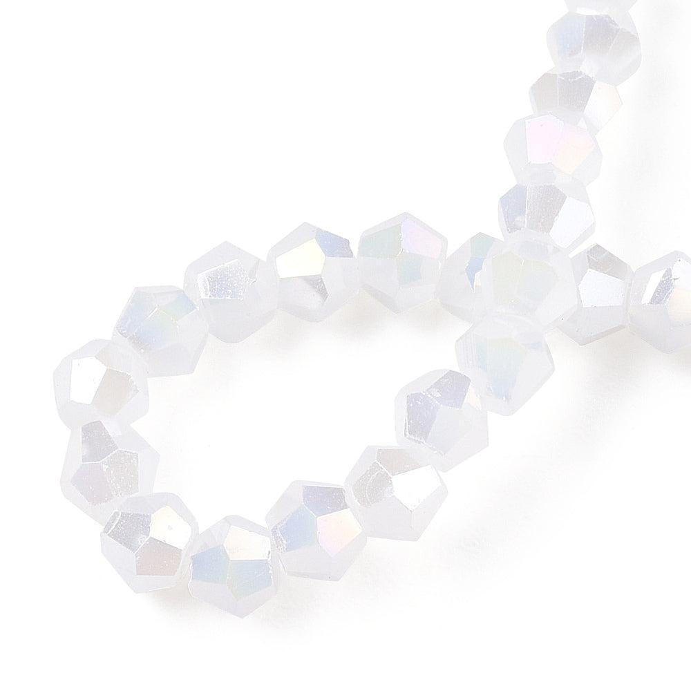 Glaskralen Bicone AB Gecoat Wit 3mm - ±68 stuks-Kralen-Kraaltjes van Renate