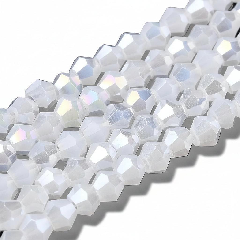 Glaskralen Bicone AB Gecoat Wit 3mm - ±68 stuks-Kralen-Kraaltjes van Renate