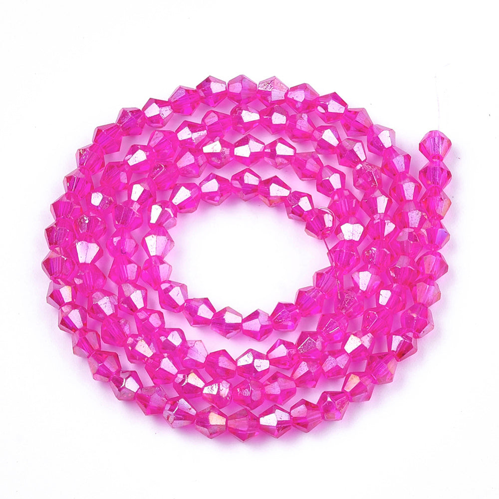 Glaskralen Bicone Magenta 4mm - ± 38 stuks-Kralen-Kraaltjes van Renate