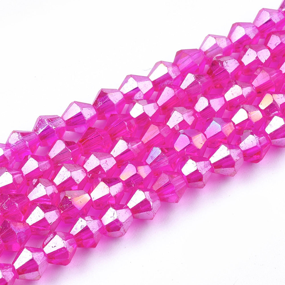 Glaskralen Bicone Magenta 4mm - ± 38 stuks-Kralen-Kraaltjes van Renate