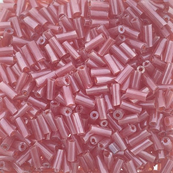 Glaskralen Bugle Fire Brick transparant 5x1.5mm - 20 gram-Kraaltjes van Renate