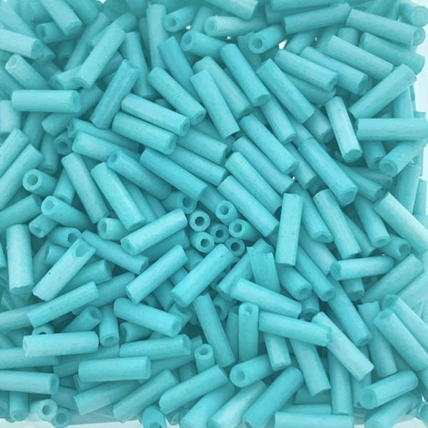 Glaskralen Bugle Opaque Pale turquoise 6x1.5mm - 20 gram-Kraaltjes van Renate