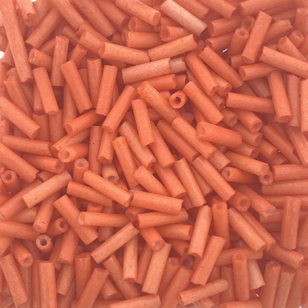 Glaskralen Bugle Opaque Tomato 6x1.5mm - 20 gram-Kraaltjes van Renate