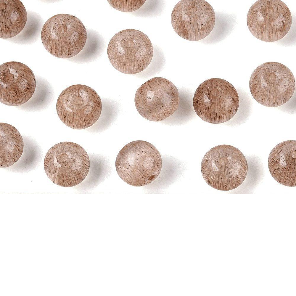 Glaskralen Cat Eye Rond Camel 9.5mm - 10 stuks-Kralen-Kraaltjes van Renate