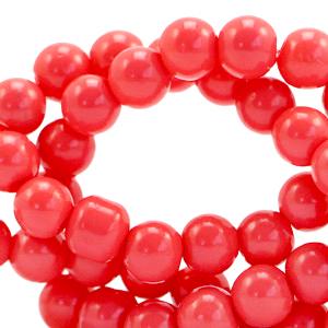 Glaskralen Coral red 4mm - 50 stuks-Kraaltjes van Renate