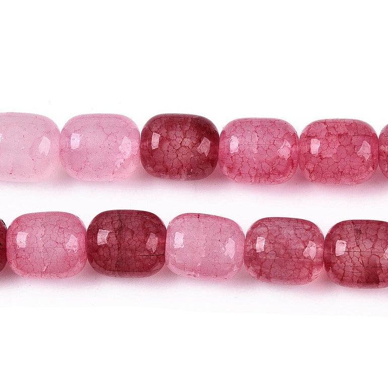 Glaskralen Crackle Barrel Cerise Roze 10x8mm - ±35 stuks kopie-Kralen-Kraaltjes van Renate