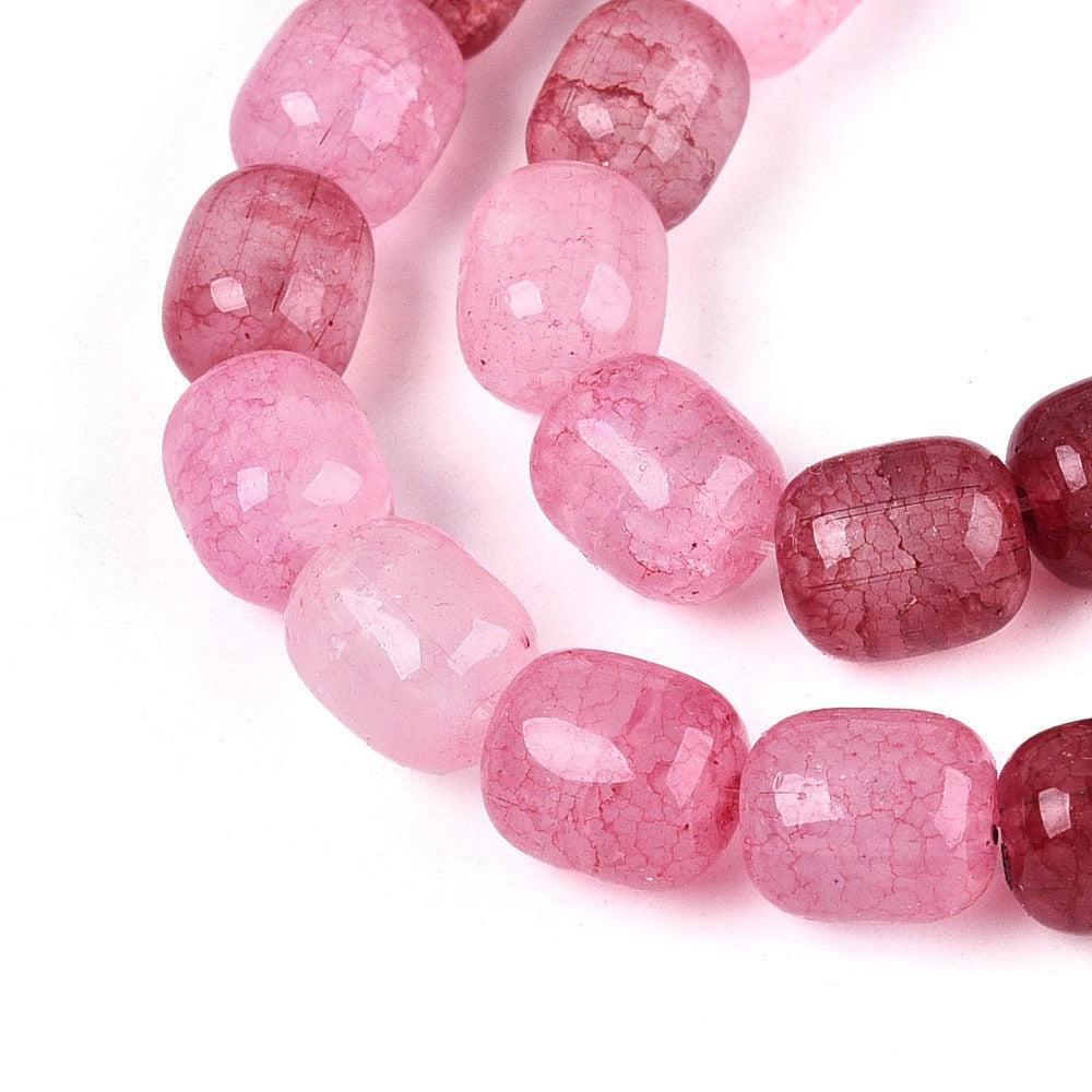 Glaskralen Crackle Barrel Cerise Roze 10x8mm - ±35 stuks kopie-Kralen-Kraaltjes van Renate