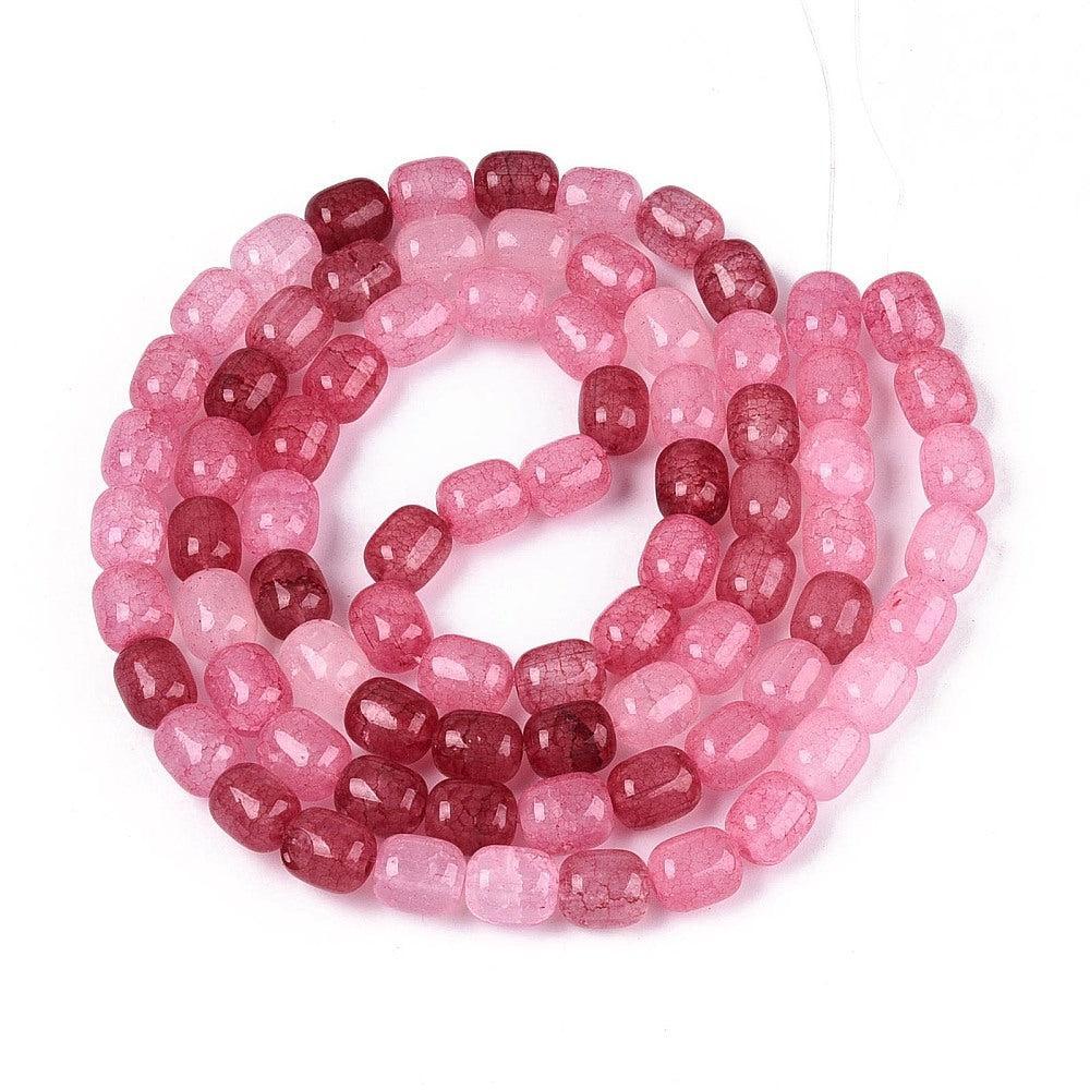 Glaskralen Crackle Barrel Cerise Roze 10x8mm - ±35 stuks kopie-Kralen-Kraaltjes van Renate
