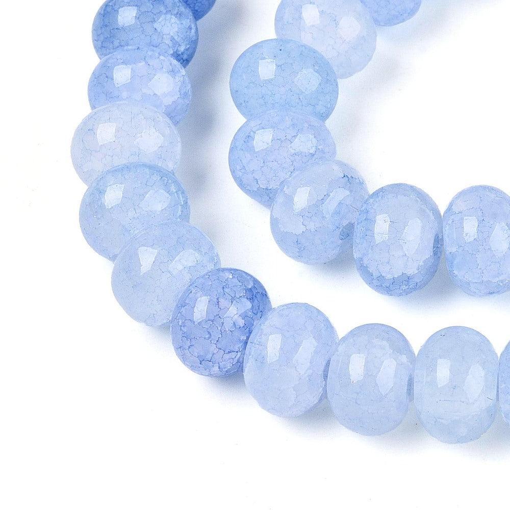 Glaskralen Crackle Rondel Cornflower Blue 10mm - per 10 stuks-Kralen-Kraaltjes van Renate