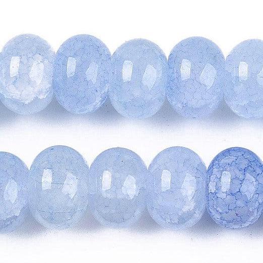 Glaskralen Crackle Rondel Cornflower Blue 10mm - per 10 stuks-Kralen-Kraaltjes van Renate