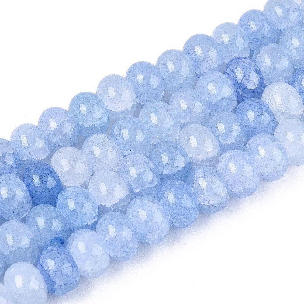 Glaskralen Crackle Rondel Cornflower Blue 10mm - per 10 stuks-Kralen-Kraaltjes van Renate