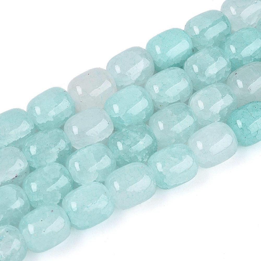Glaskralen Crackle ovaal Lichtblauw 10x8mm - ±35 stuks kopie-Kralen-Kraaltjes van Renate