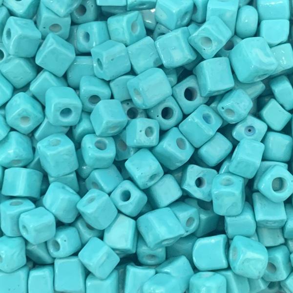 Glaskralen Cube Opaque Light sea blue 5x4mm - 20 gram-Kraaltjes van Renate