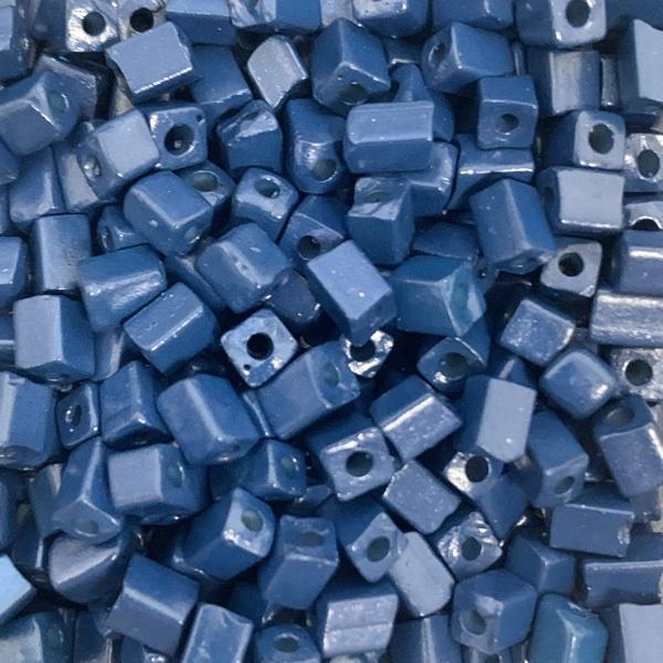 Glaskralen Cube Opaque Marine Blue 5x4mm - 20 gram-Kraaltjes van Renate