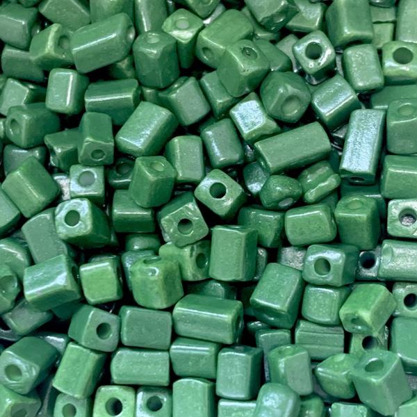 Glaskralen Cube Opaque Sea Green 5x4mm - 20 gram-Kraaltjes van Renate