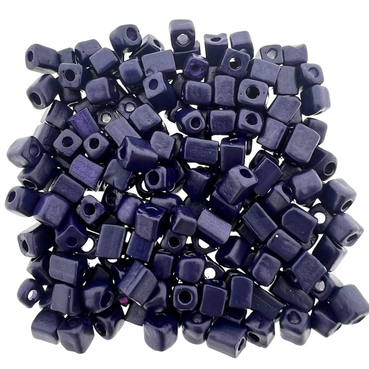 Glaskralen Cube dark blue 5x4mm - 20 gram-Kralen-Kraaltjes van Renate