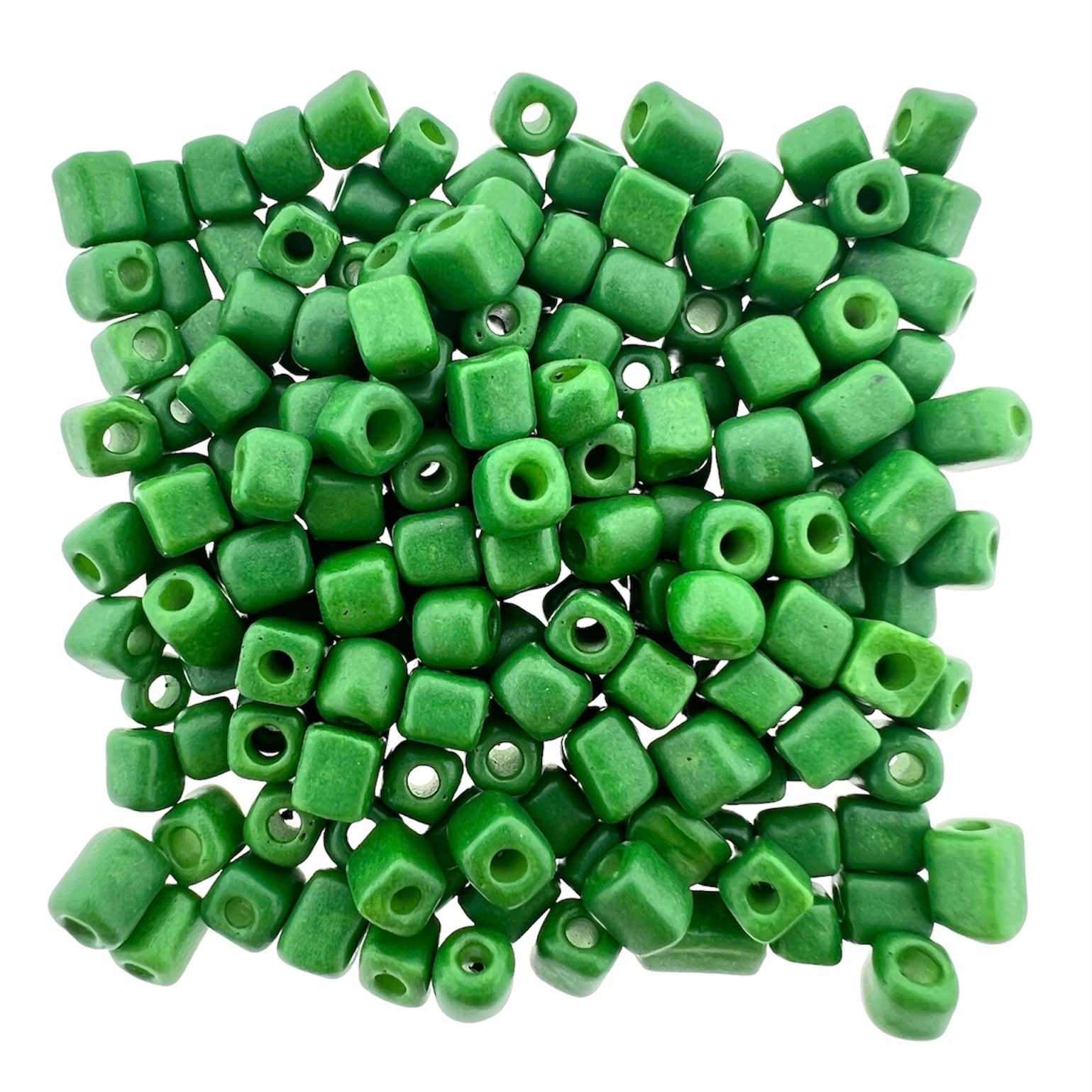 Glaskralen Cube deep green 5x4mm - 20 gram-Kralen-Kraaltjes van Renate