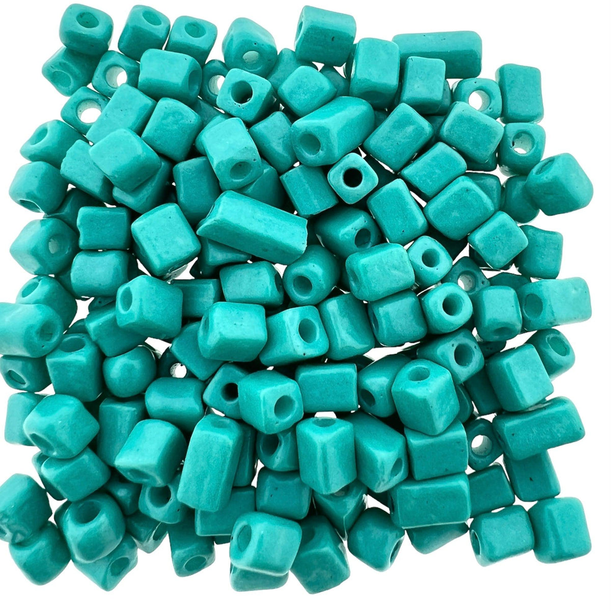 Glaskralen Cube deep turquoise 5x4mm - 20 gram-Kralen-Kraaltjes van Renate