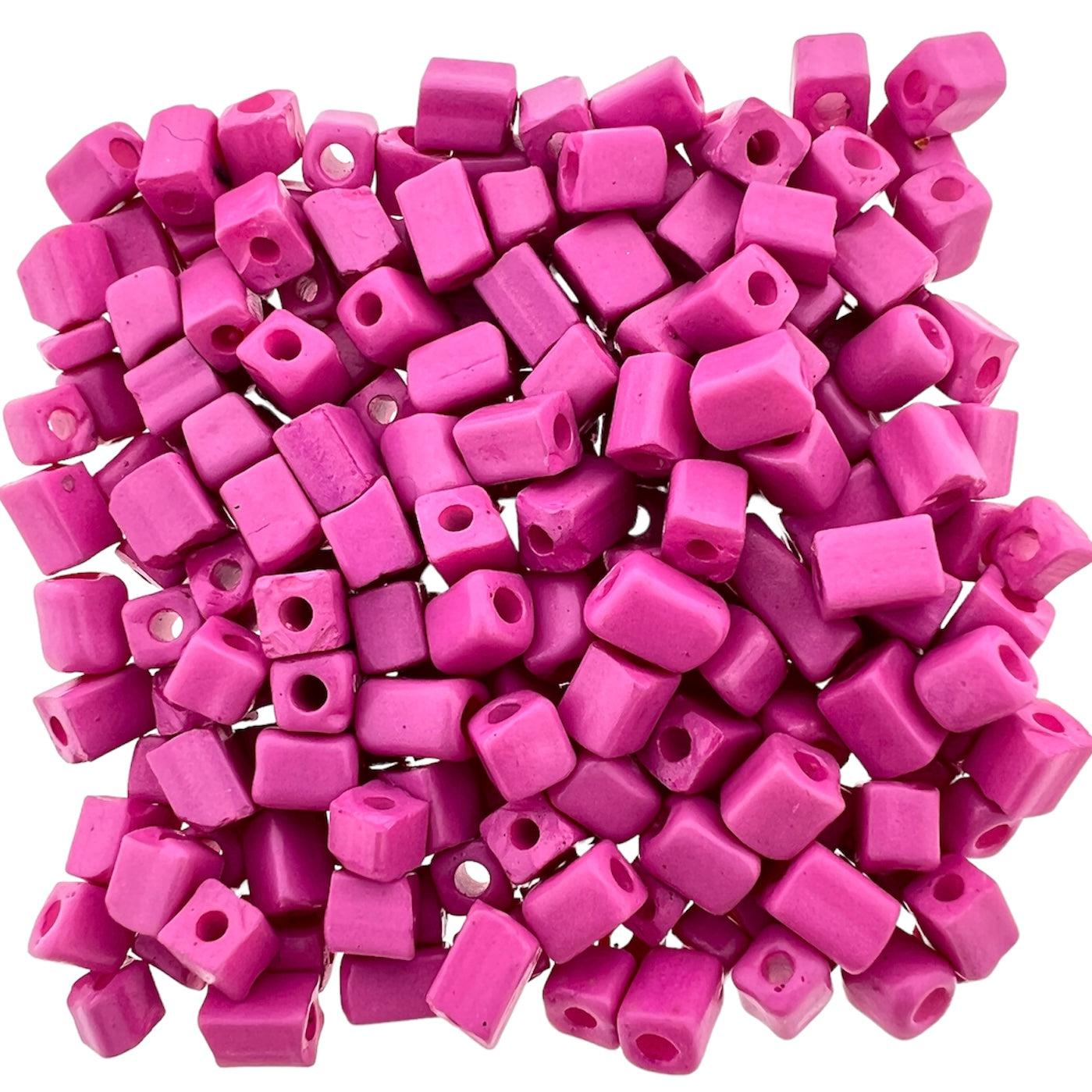 Glaskralen Cube pearl pink 5x4mm - 20 gram-Kralen-Kraaltjes van Renate