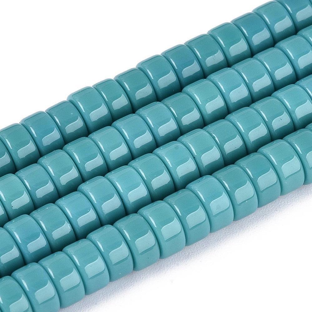 Glaskralen Disc Donker Cyaan 6x3mm - ±55 stuks-Kralen-Kraaltjes van Renate