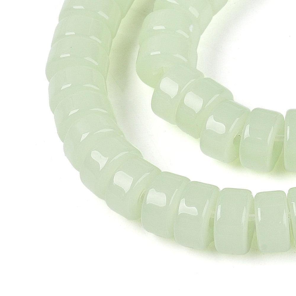 Glaskralen Disc Donkerzeegroеn 6mmx3mm - ±55 stuks-Kralen-Kraaltjes van Renate