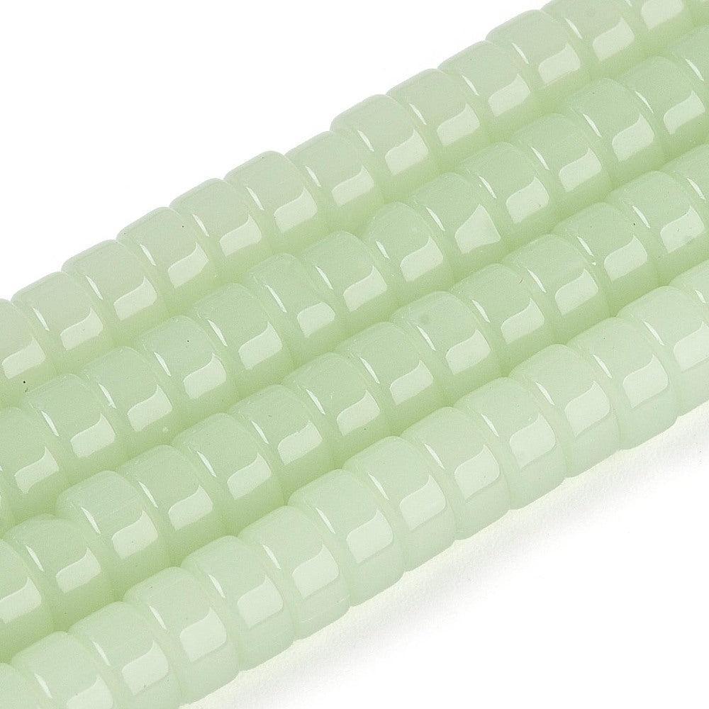 Glaskralen Disc Donkerzeegroеn 6mmx3mm - ±55 stuks-Kralen-Kraaltjes van Renate
