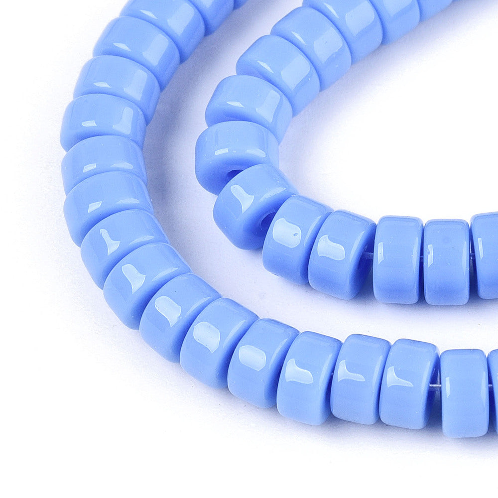 Glaskralen Disc Helderblauw 6mmx3mm - ± 25 stuks-Kralen-Kraaltjes van Renate