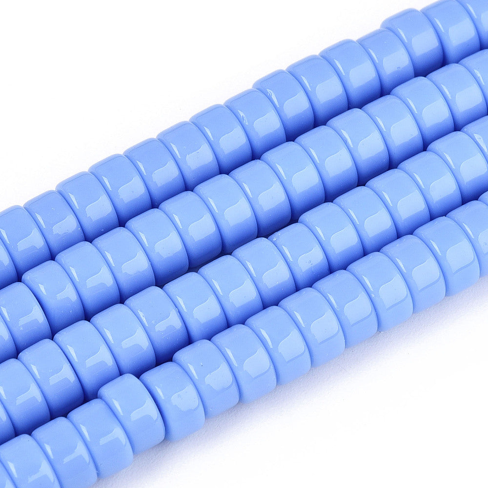Glaskralen Disc Helderblauw 6mmx3mm - ± 25 stuks-Kralen-Kraaltjes van Renate