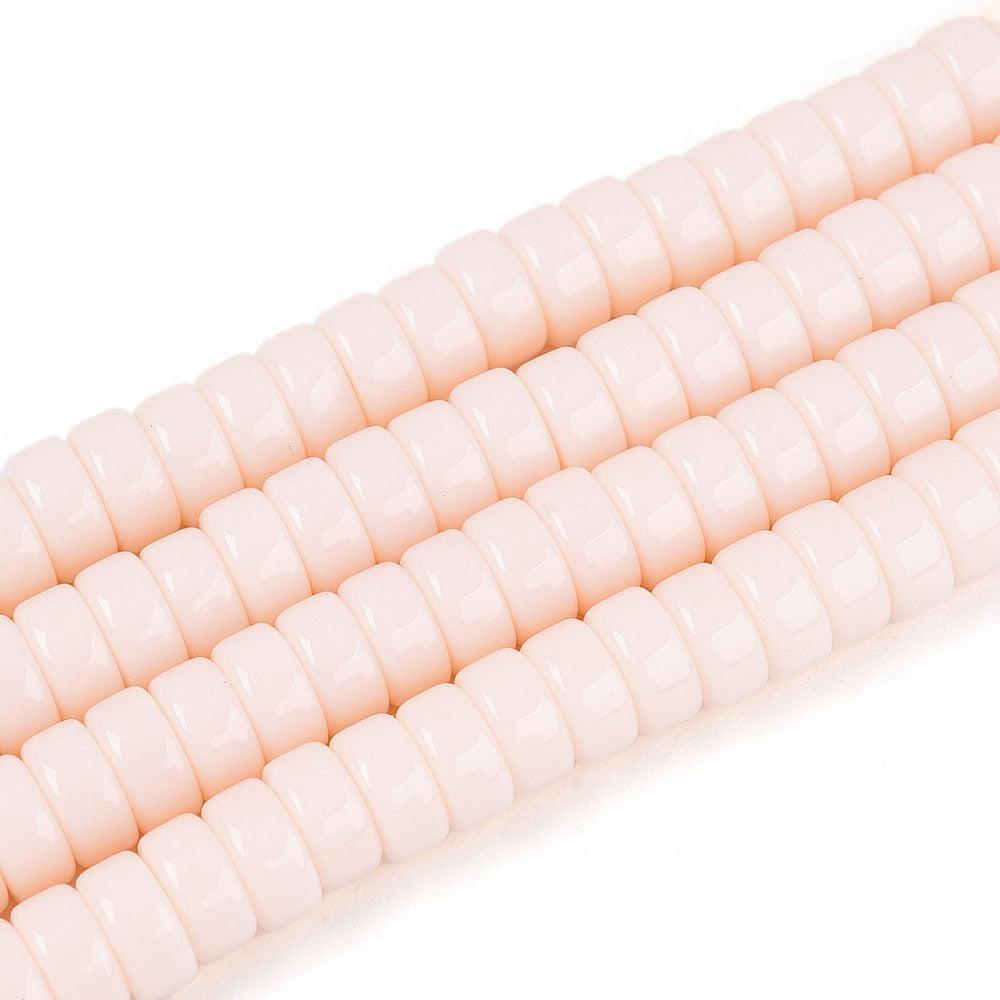 Glaskralen Disc Ivoor 6mmx3mm - ±25 stuks-Kralen-Kraaltjes van Renate