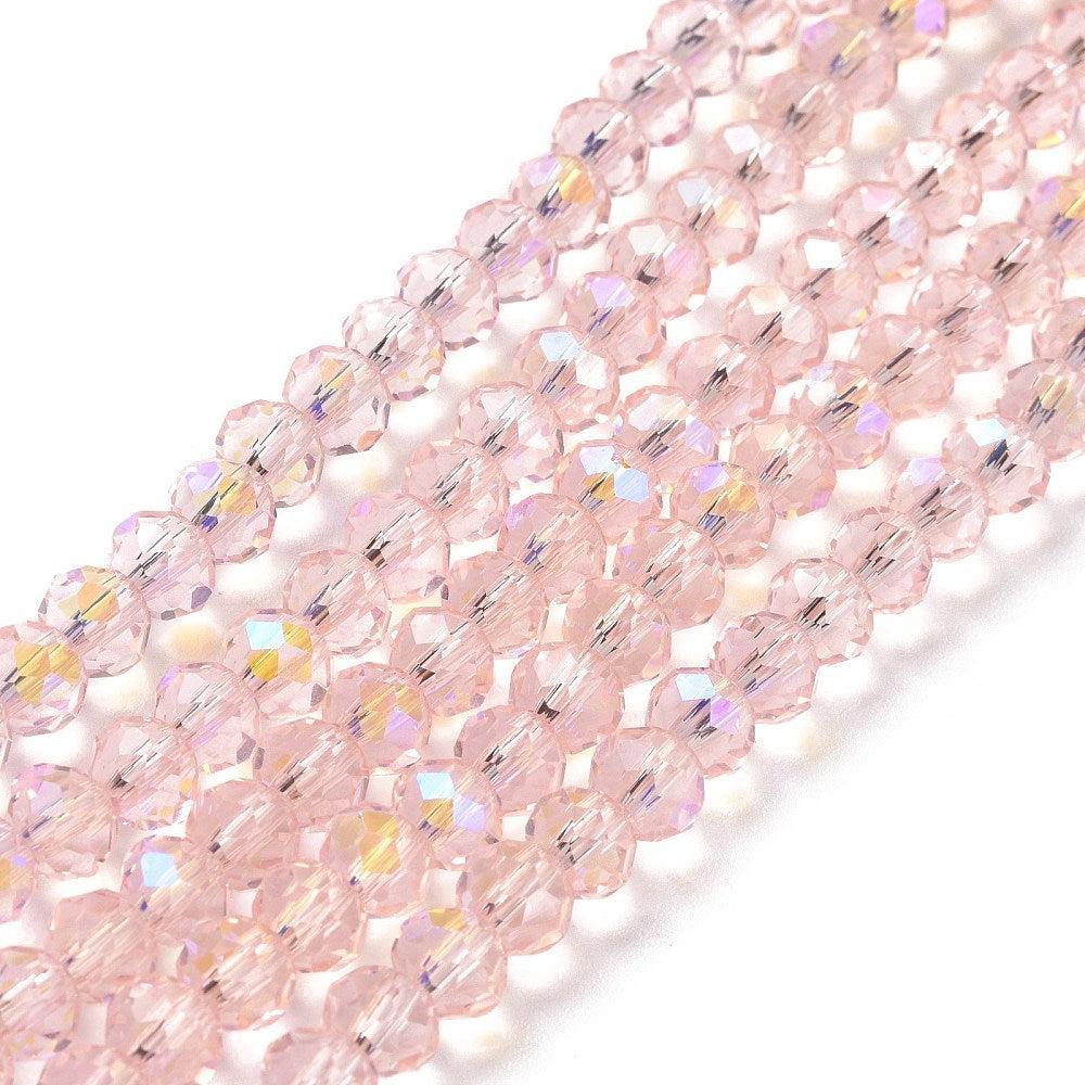 Glaskralen Electroplate Rondel Rainbow Roze 2.5mm - ±135 stuks-Kralen-Kraaltjes van Renate