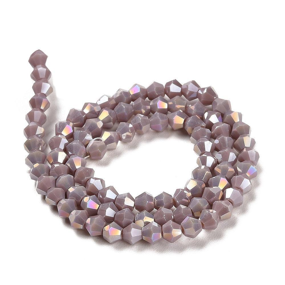 Glaskralen Facet Bicone AB Lila 4mm - ± 38 stuks-Kralen-Kraaltjes van Renate