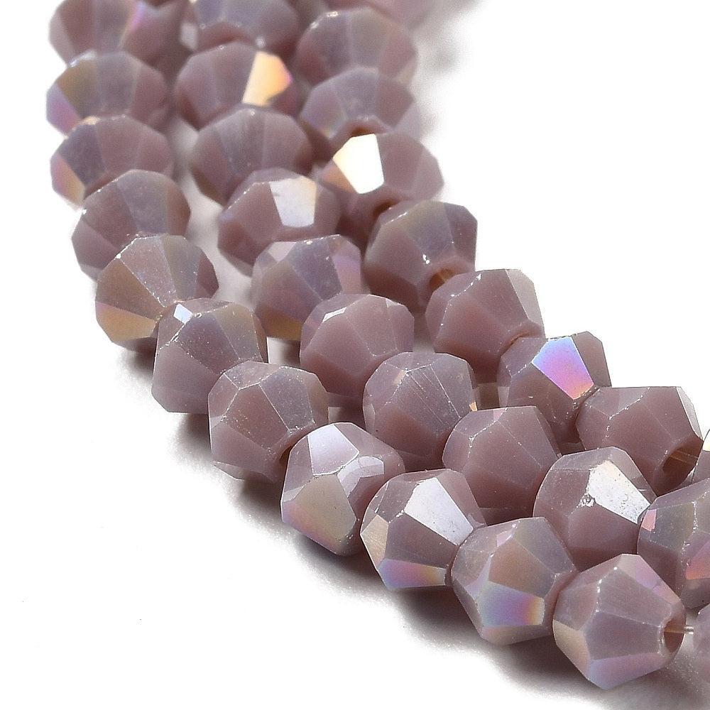 Glaskralen Facet Bicone AB Lila 4mm - ± 38 stuks-Kralen-Kraaltjes van Renate